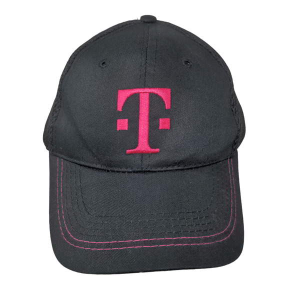 T Mobile Men's Strapback Hat Black Pink Size OSFA Embroidered Logo Cotton - Picture 1 of 7